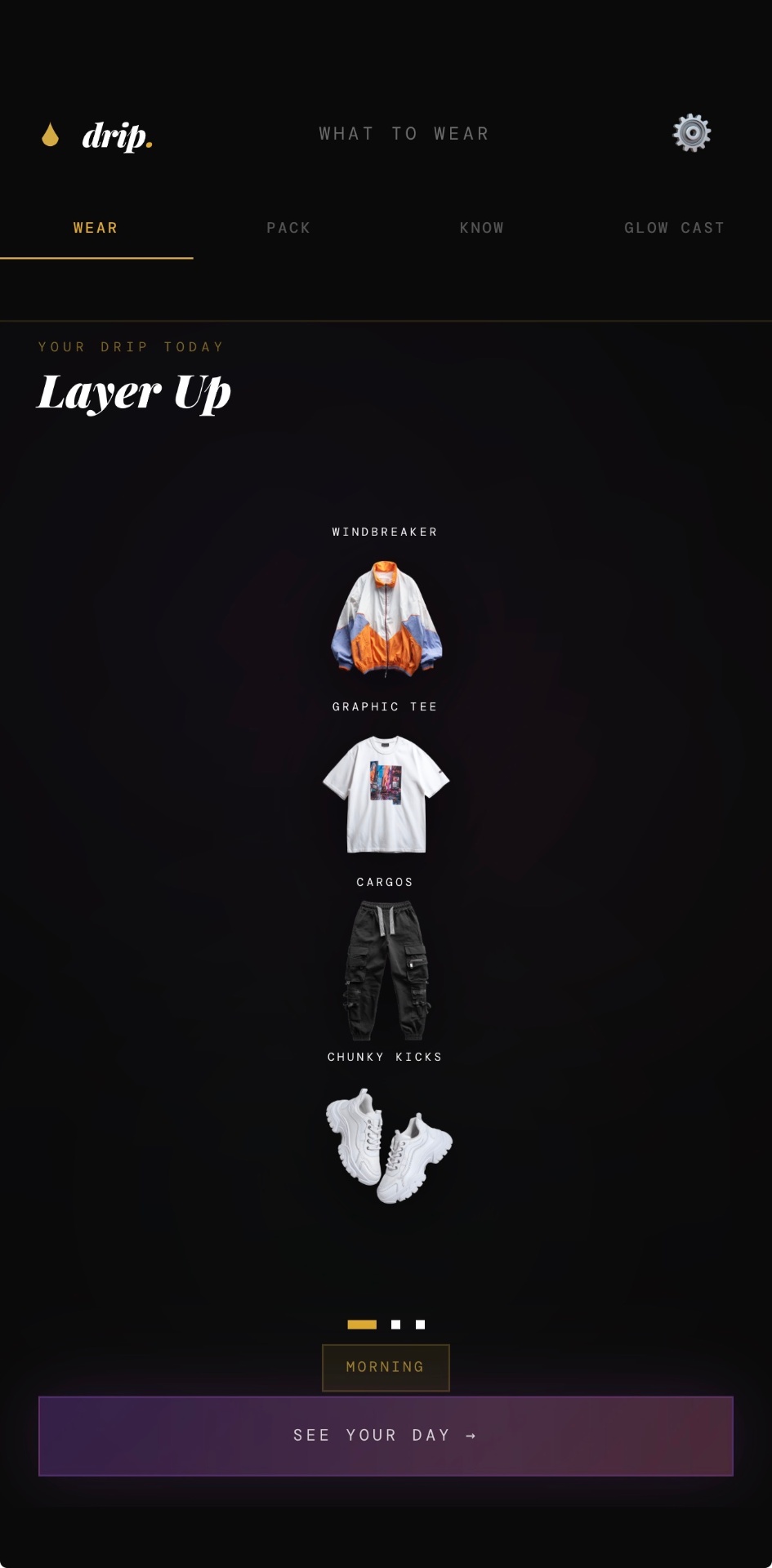 Drip Wear tab — daily outfit recommendation